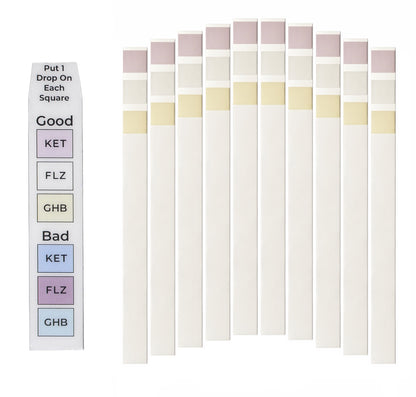 Spike Drink Test Strips (GHB, FLZ, KET) 10 Drink Spiking Tests